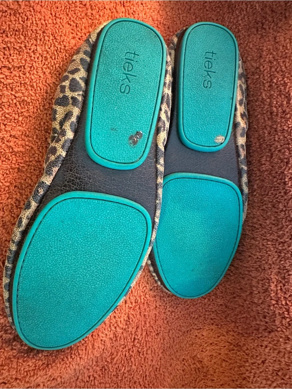 Tieks Leopard Print Ballet Flats with Turquoise Insole